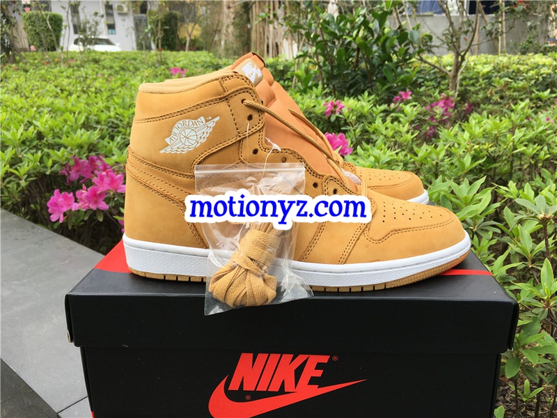 Authentic Air Jordan 1 Retro Wheat Yellow